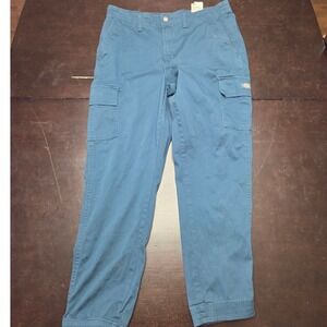 Dickies Mens Cargo Jogger Pants Teal Blue Twill Elastic Cuff Size 32/RG